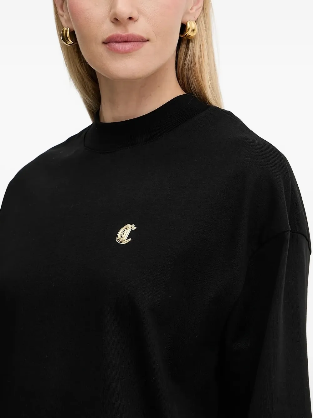 Just Cavalli Logo-appliqué High-neck T-shirt In White