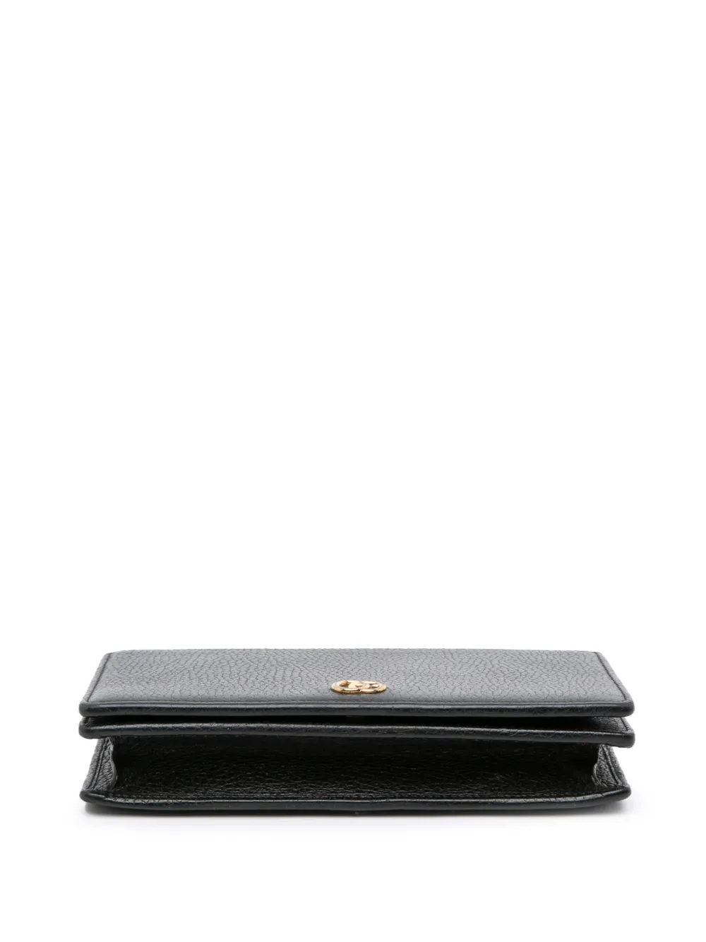 Pre-owned Gucci 2016-2025 Gg Marmont Leather Wallet On Chain Crossbody Bag In Black