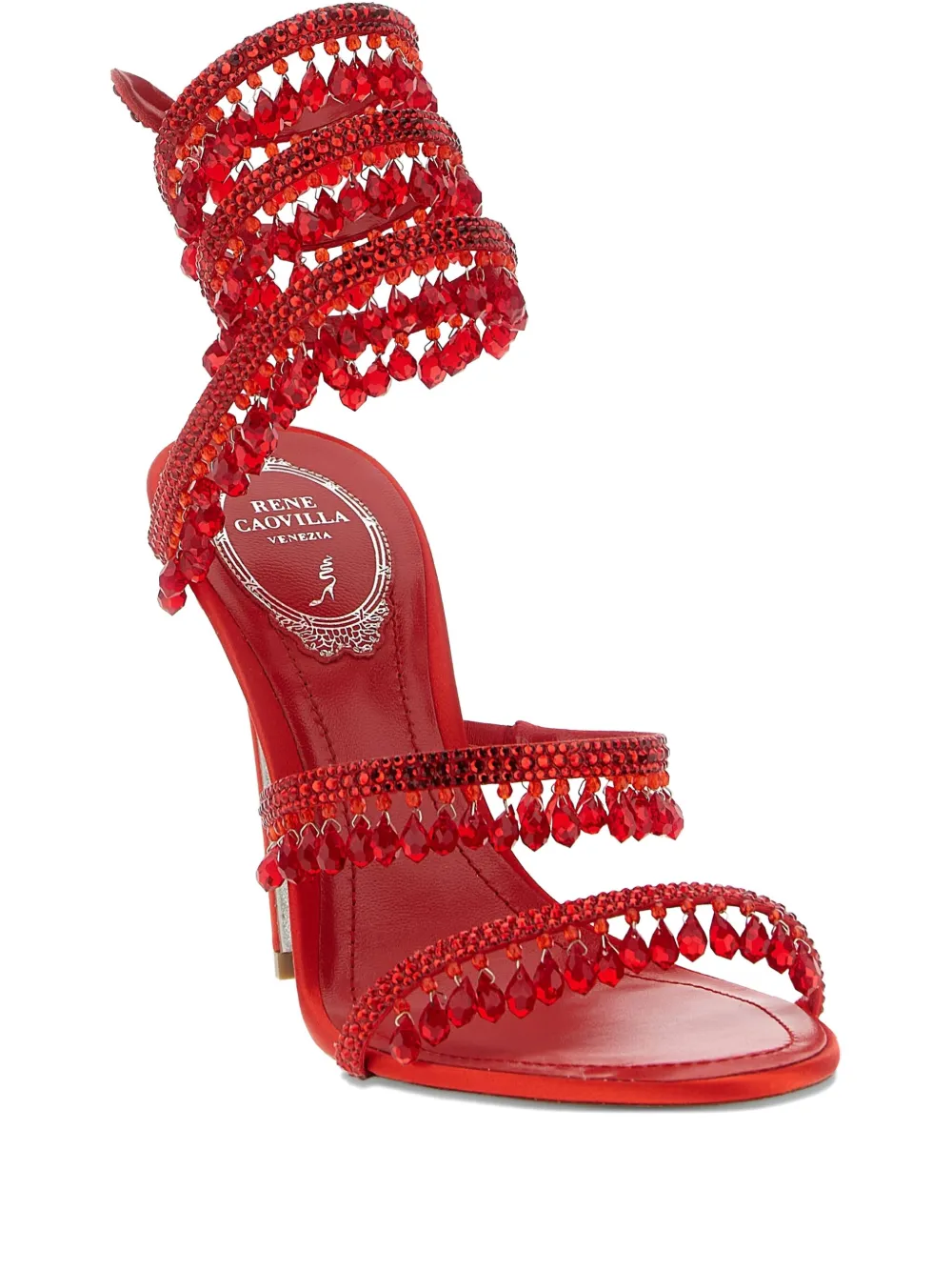 René Caovilla 105mm crystal-embellished sandals Red