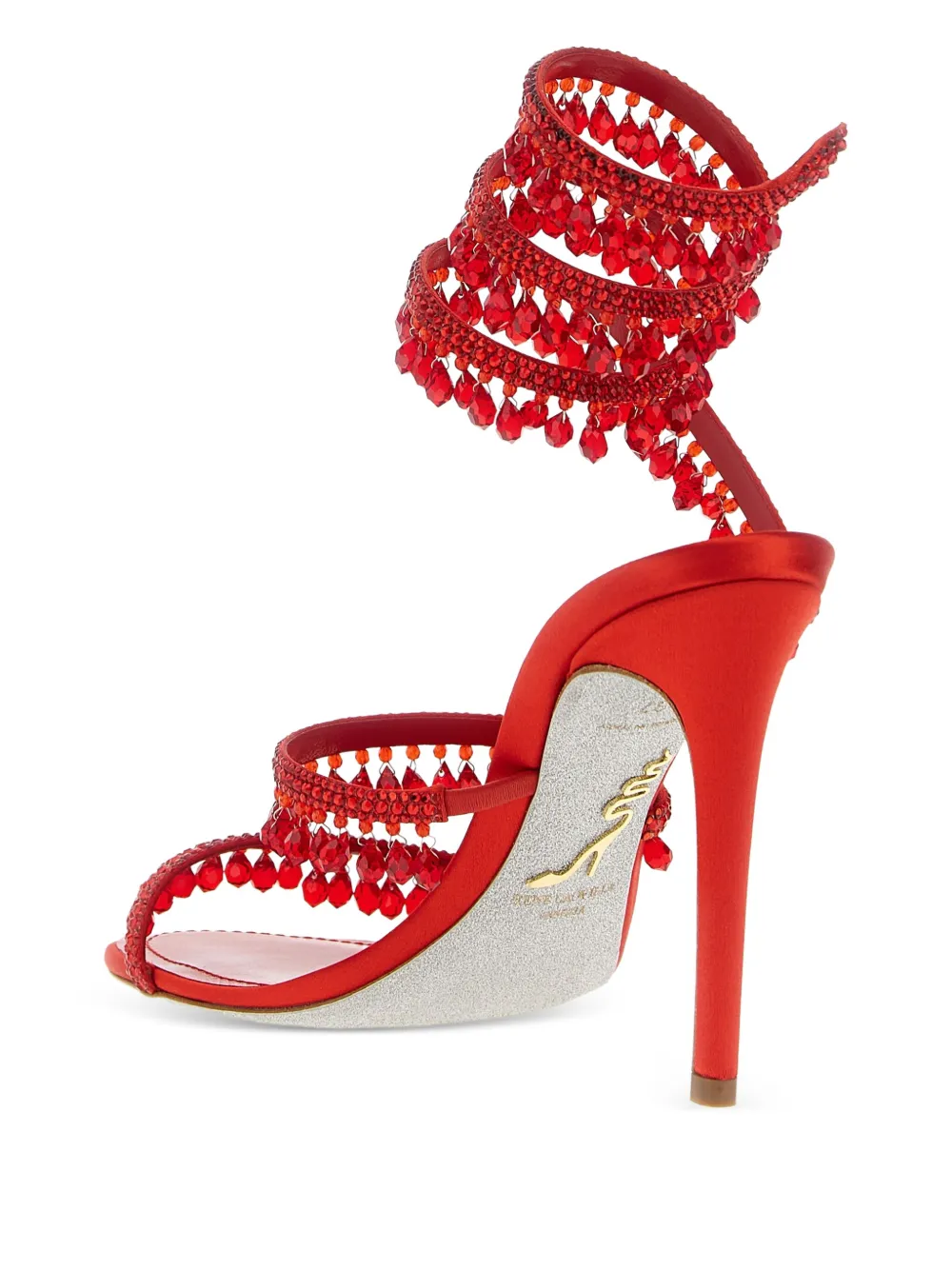 René Caovilla 105mm crystal-embellished sandals Red