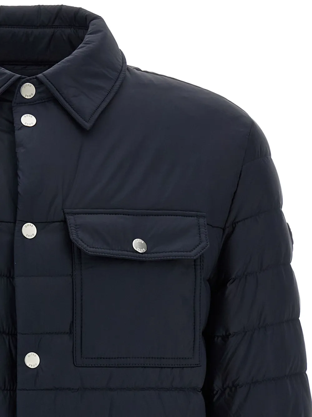 BOSS Gewatteerd jack met shirtkraag Blauw