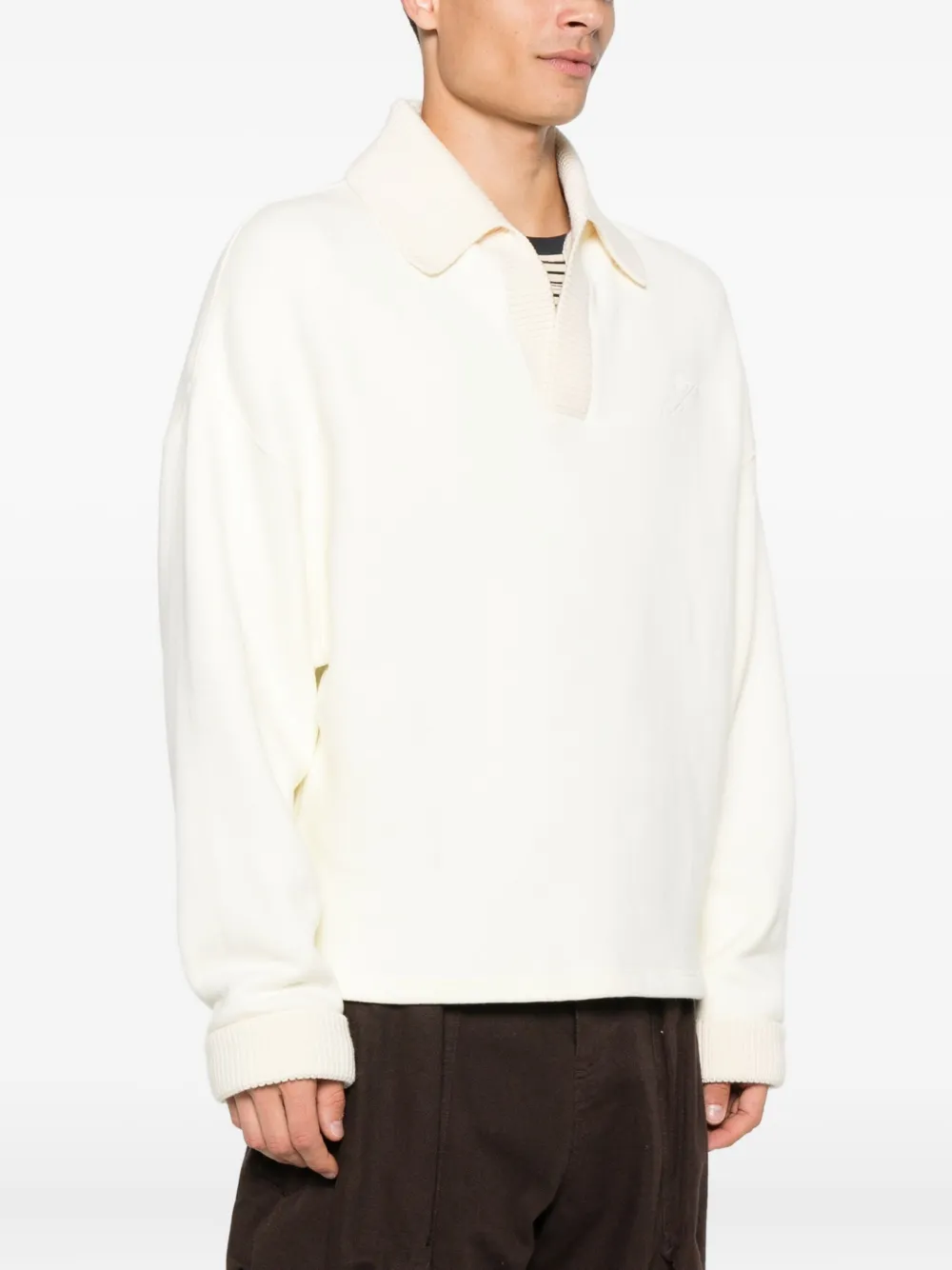 Jacquemus Geribbelde trui met polokraag Beige