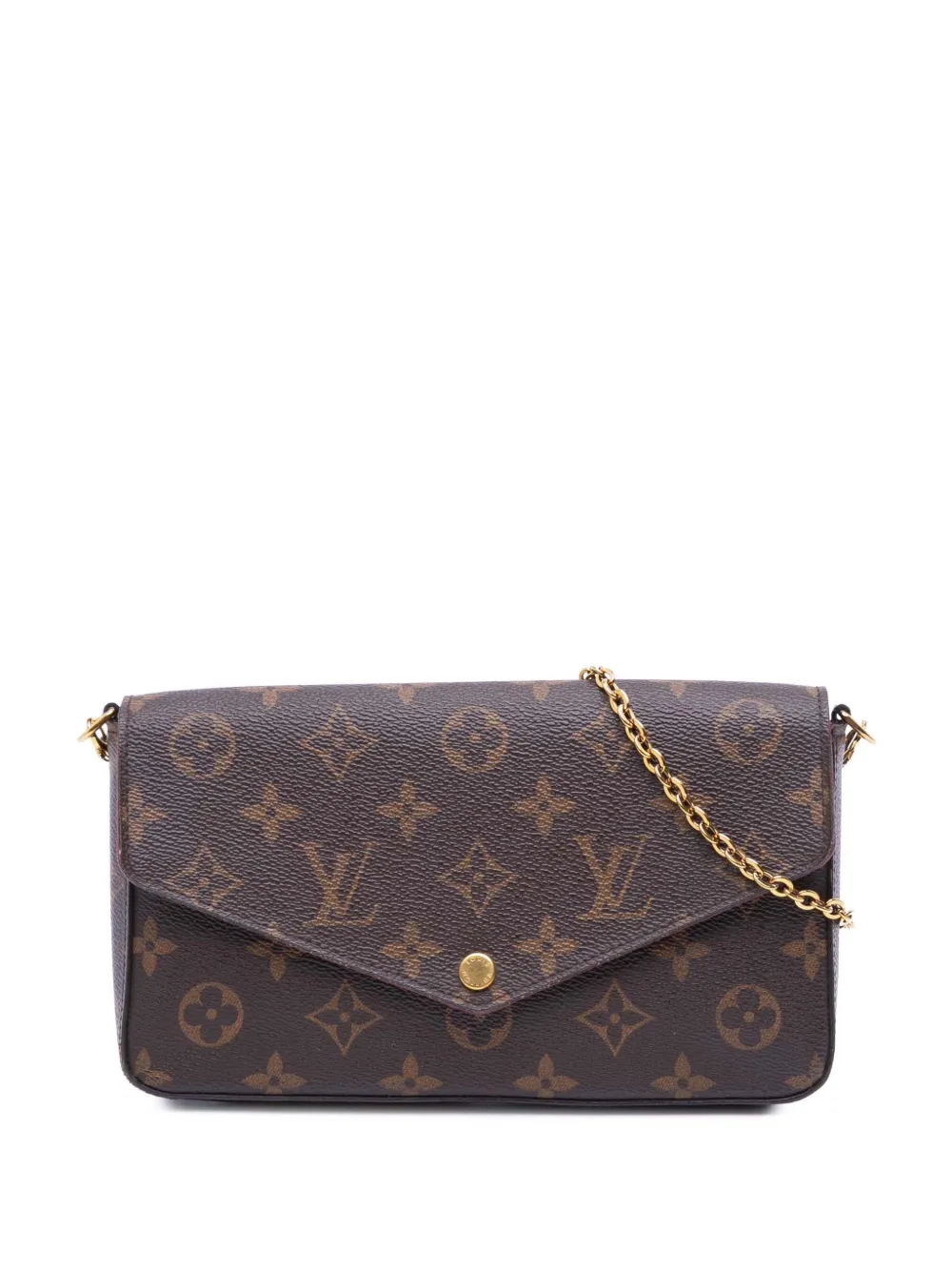 Pre-owned Louis Vuitton 2017 Monogram Pochette Felicie Crossbody Bag In Brown