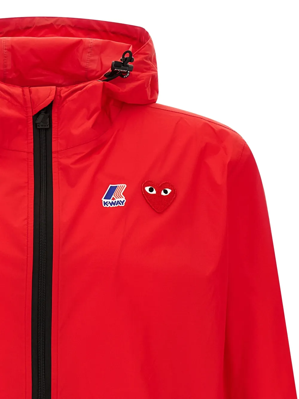 Comme Des Garçons Play x K-Way jack met capuchon en logo Rood