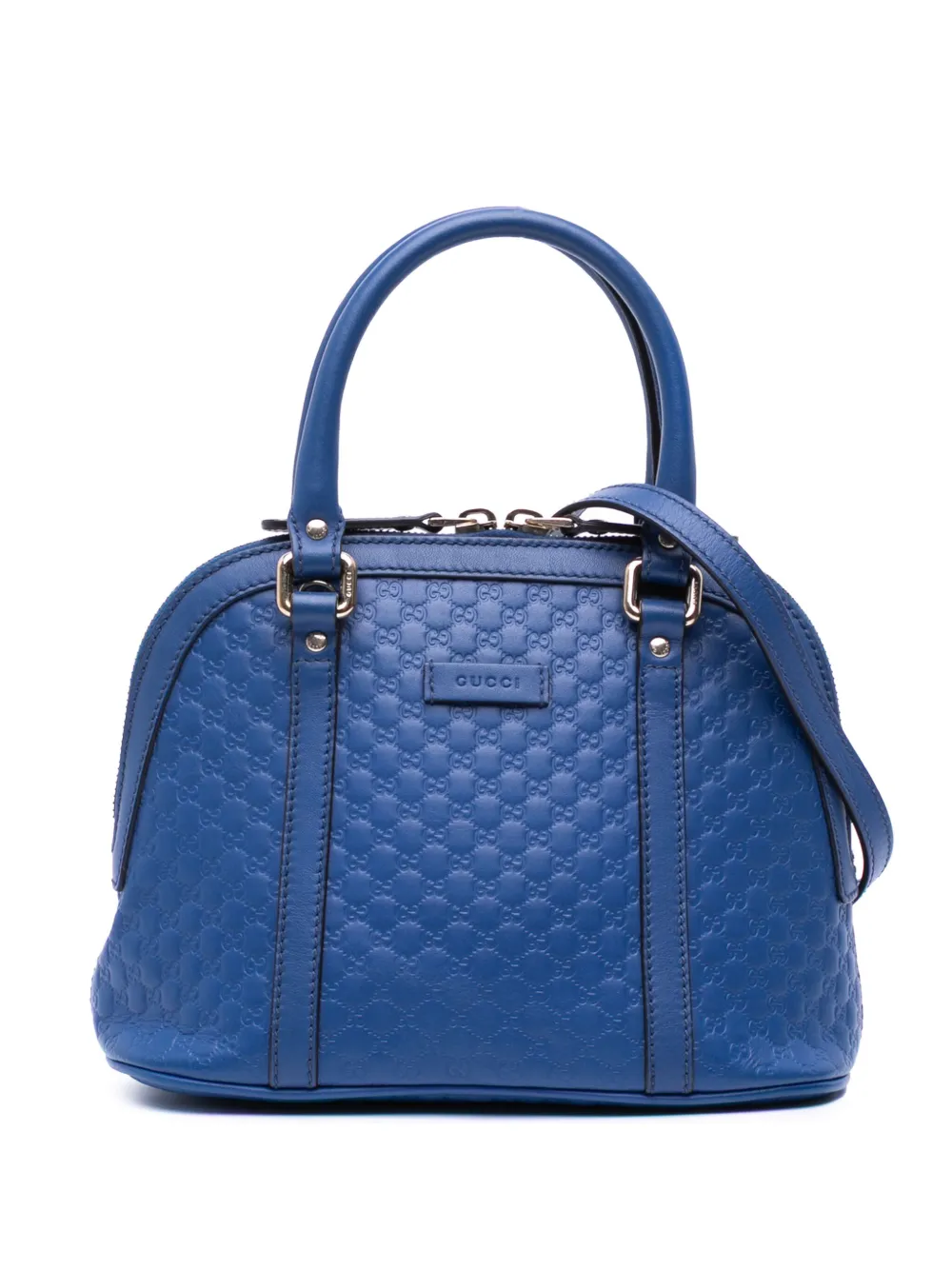 Pre-owned Gucci 2016-2025 Mini Microssima Dome Satchel In Blue