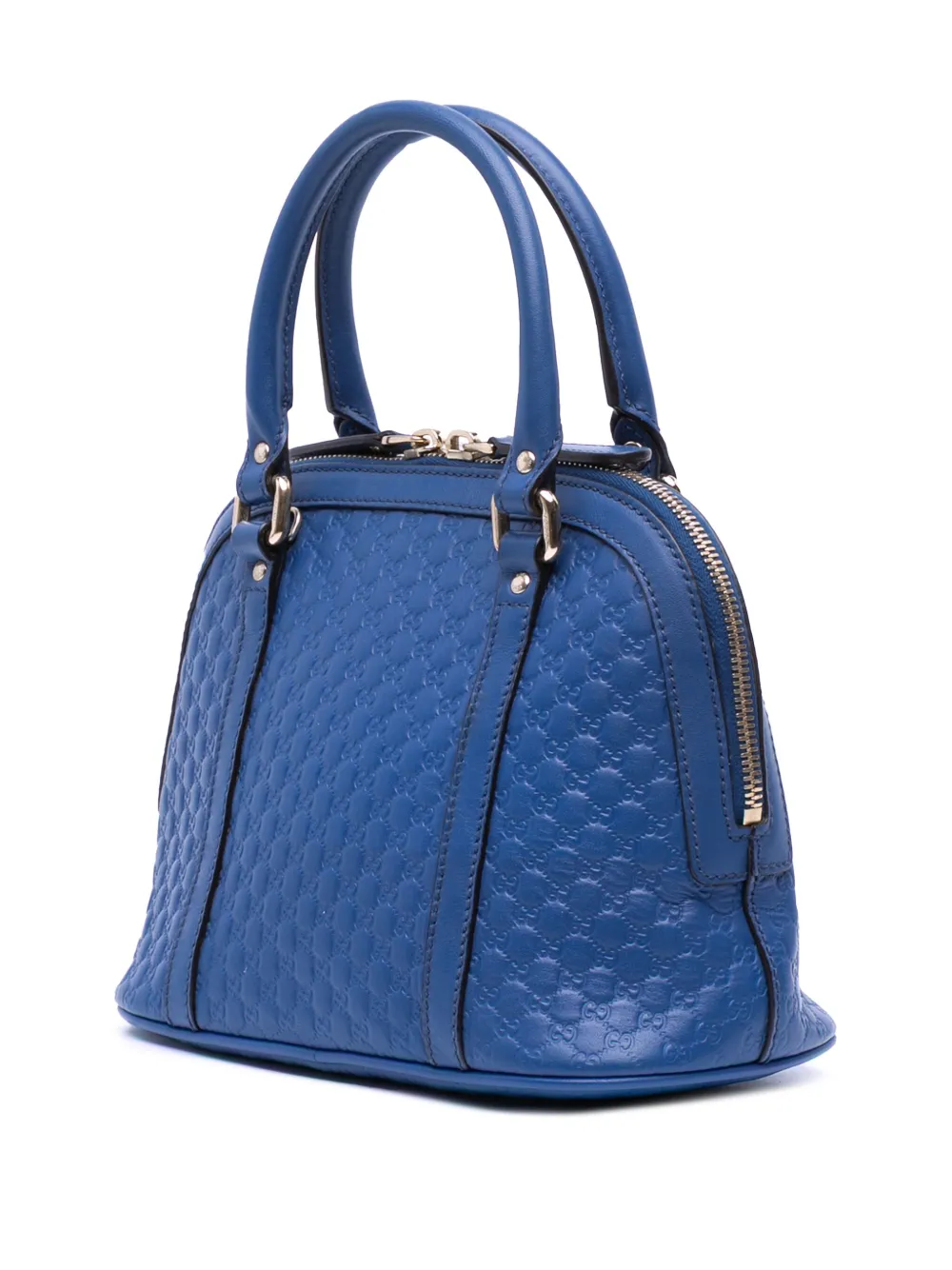 Pre-owned Gucci 2016-2025 Mini Microssima Dome Satchel In Blue