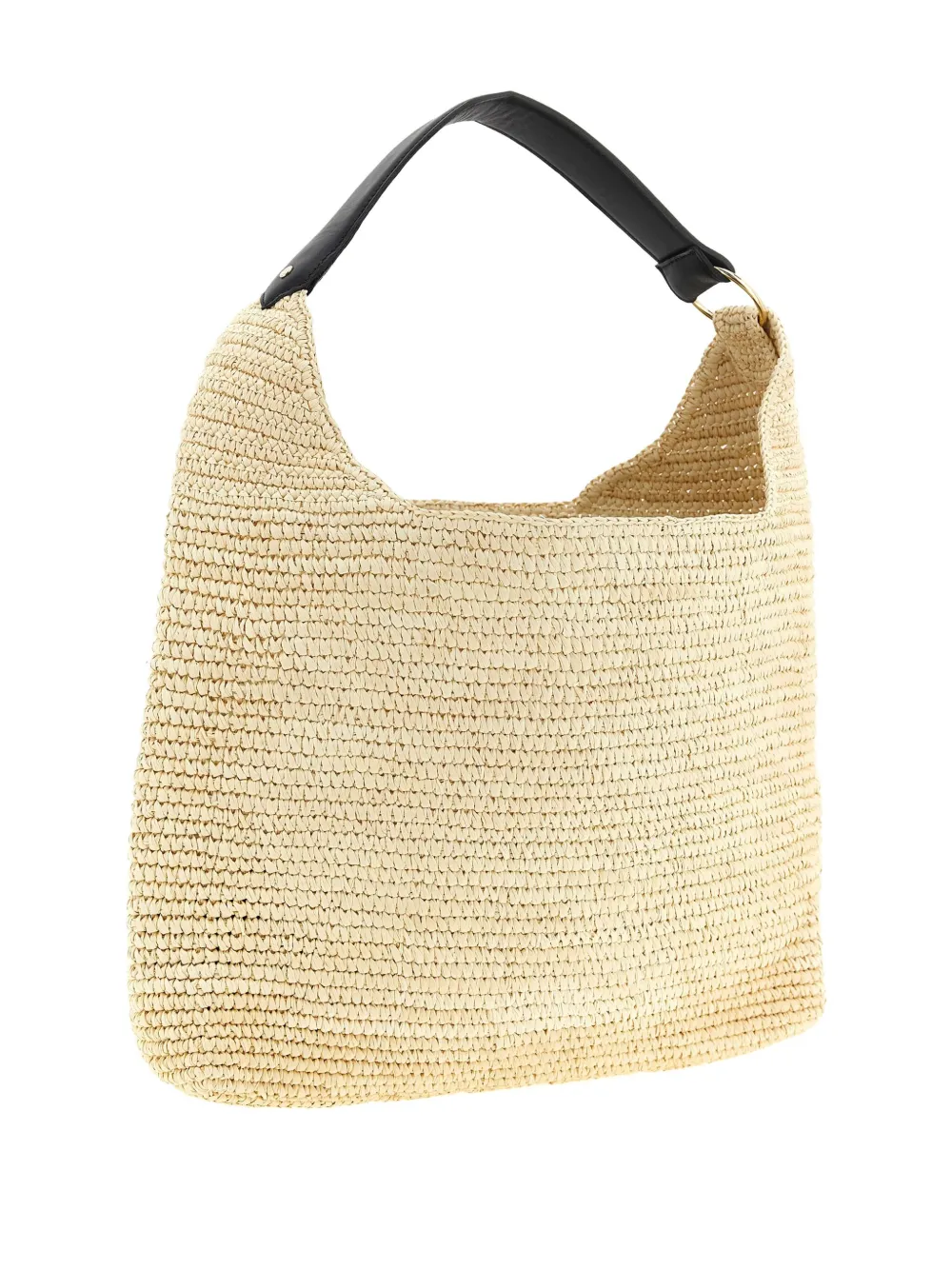 Maison Michel Cristiana gehaakte schoudertas met leren handgreep Beige
