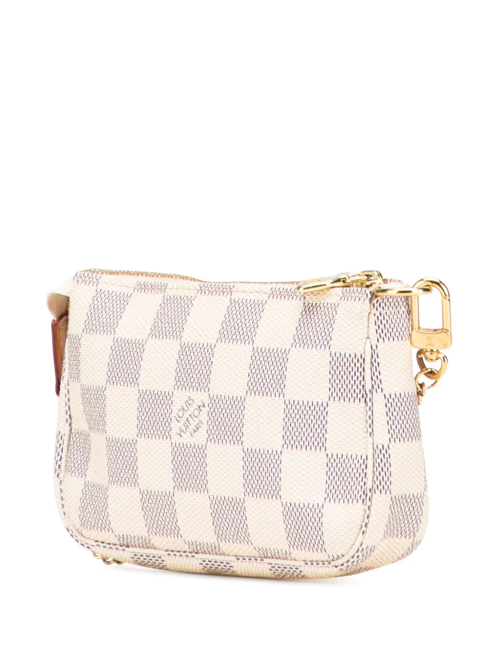 Pre-owned Louis Vuitton 2011 Damier Azur Mini Pochette Accessoires Handbag In White
