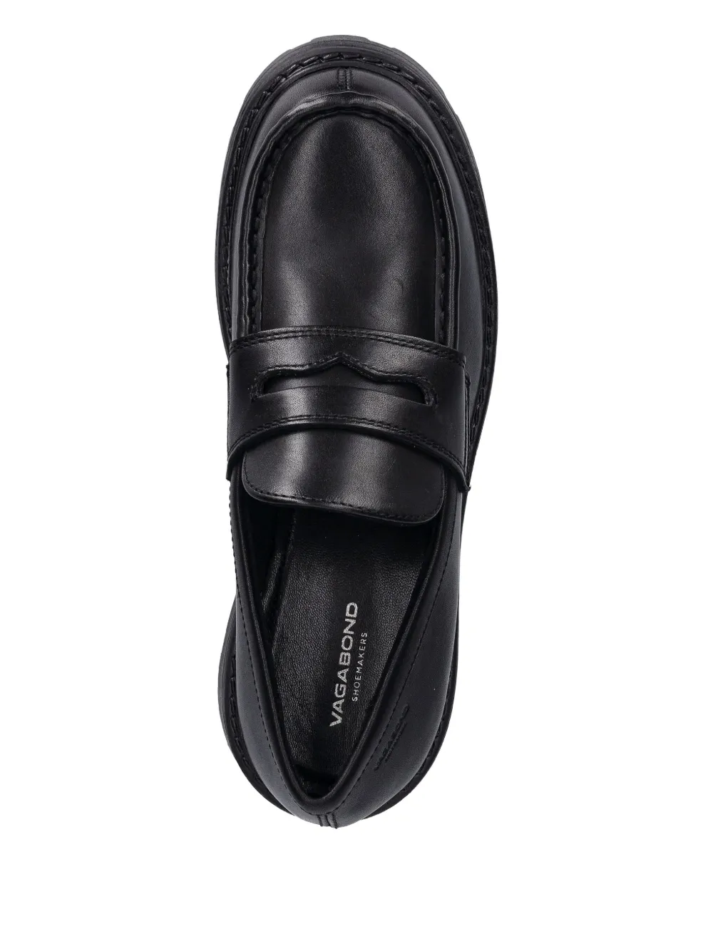 Vagabond Penny Leather Loafers In Black