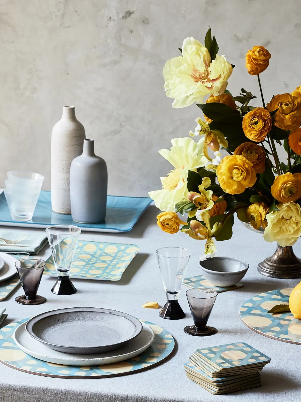 Hestialiving Epoch Rectangular Bamboo-pattern Tablemats (set Of Two) In Neutral