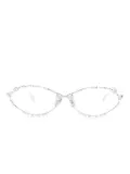 YVMIN Ripple crystal-embellished oval-frame glasses - Silver