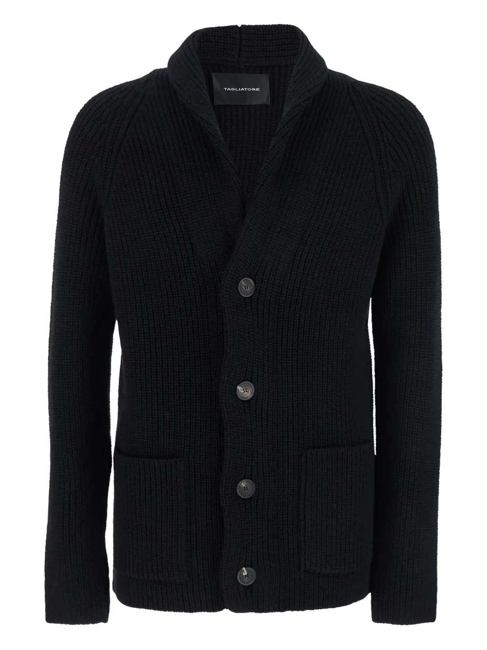 Tagliatore ribbed shawl-collar cardigan Zwart