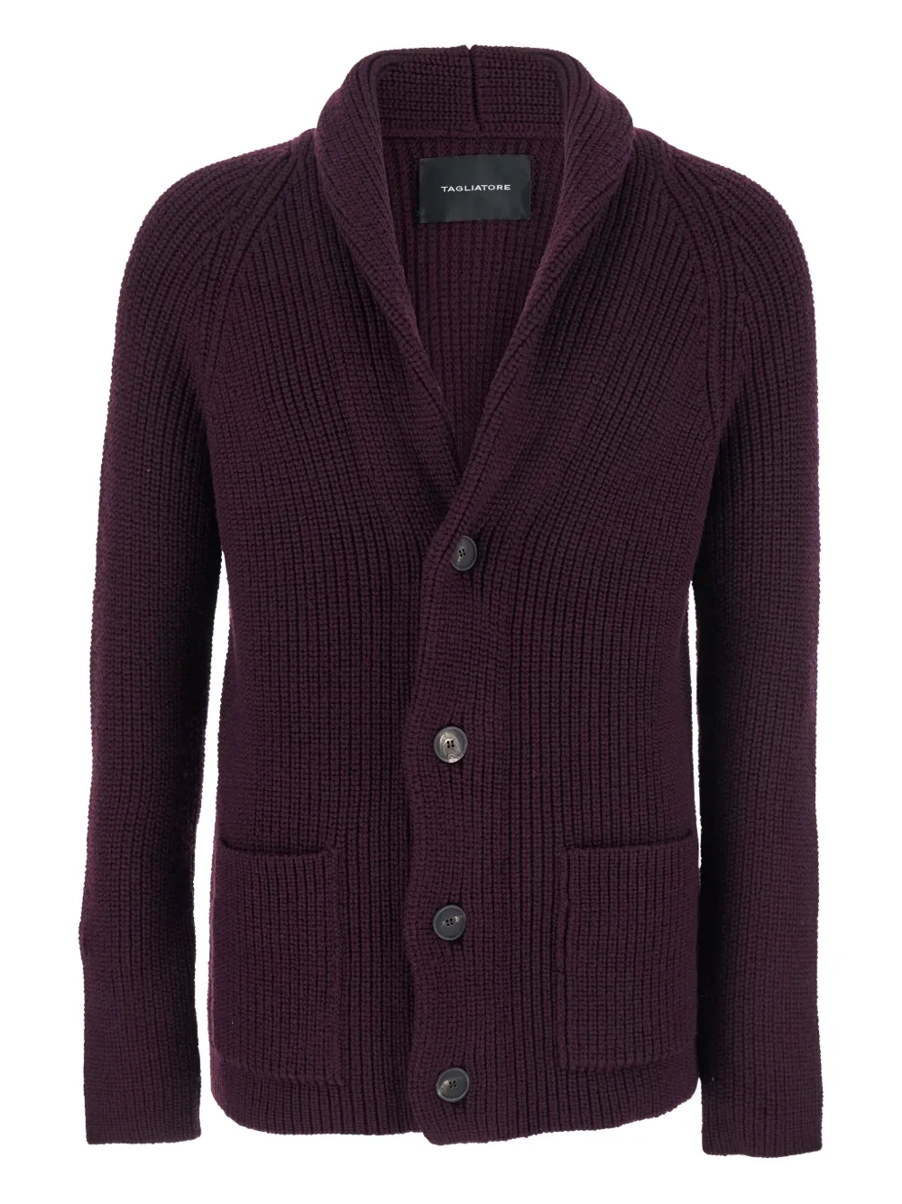 Tagliatore shawl-collar ribbed cardigan Rood