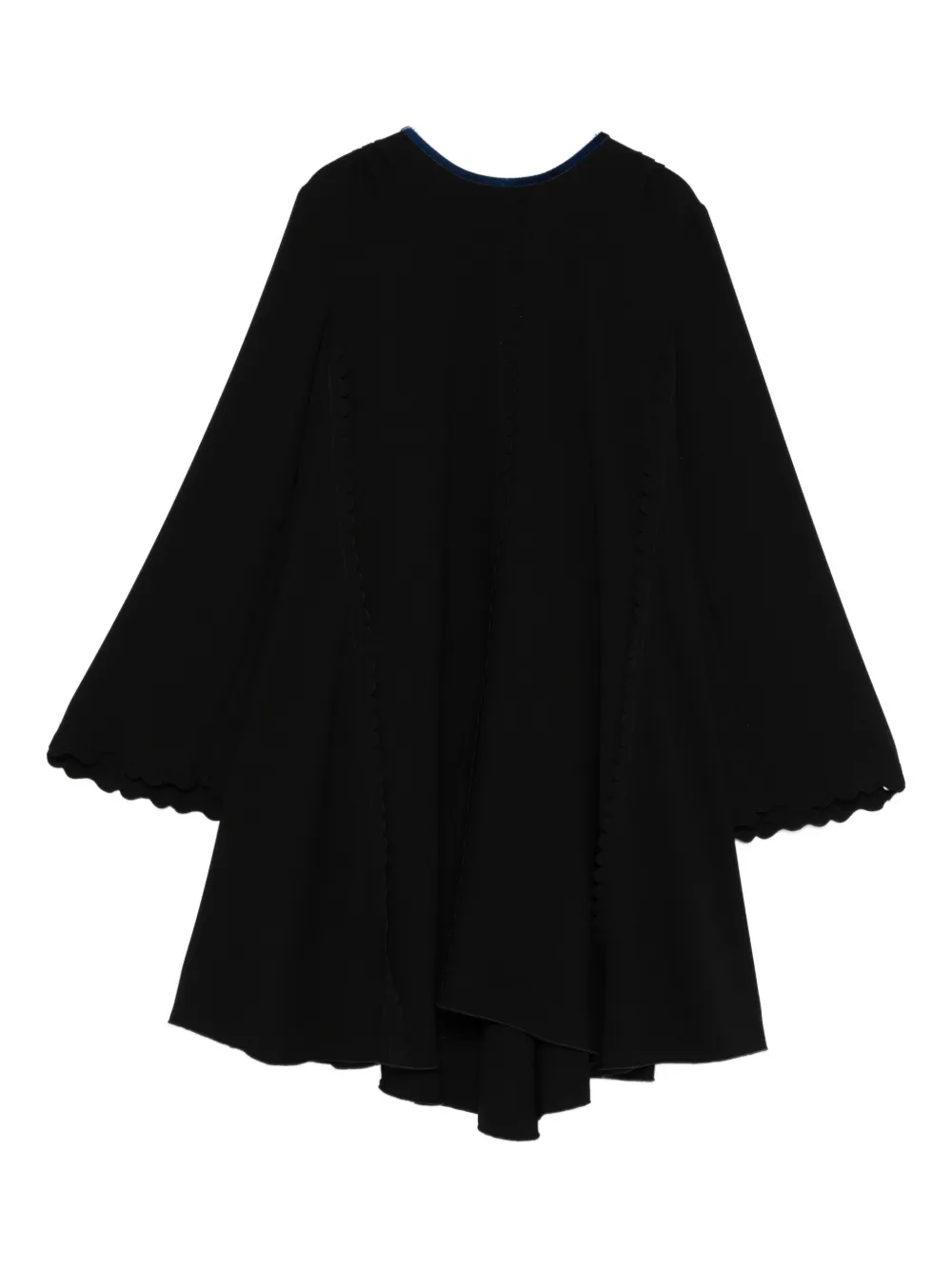 Forte Forte Scallop-trimmed Flared Dress In Black