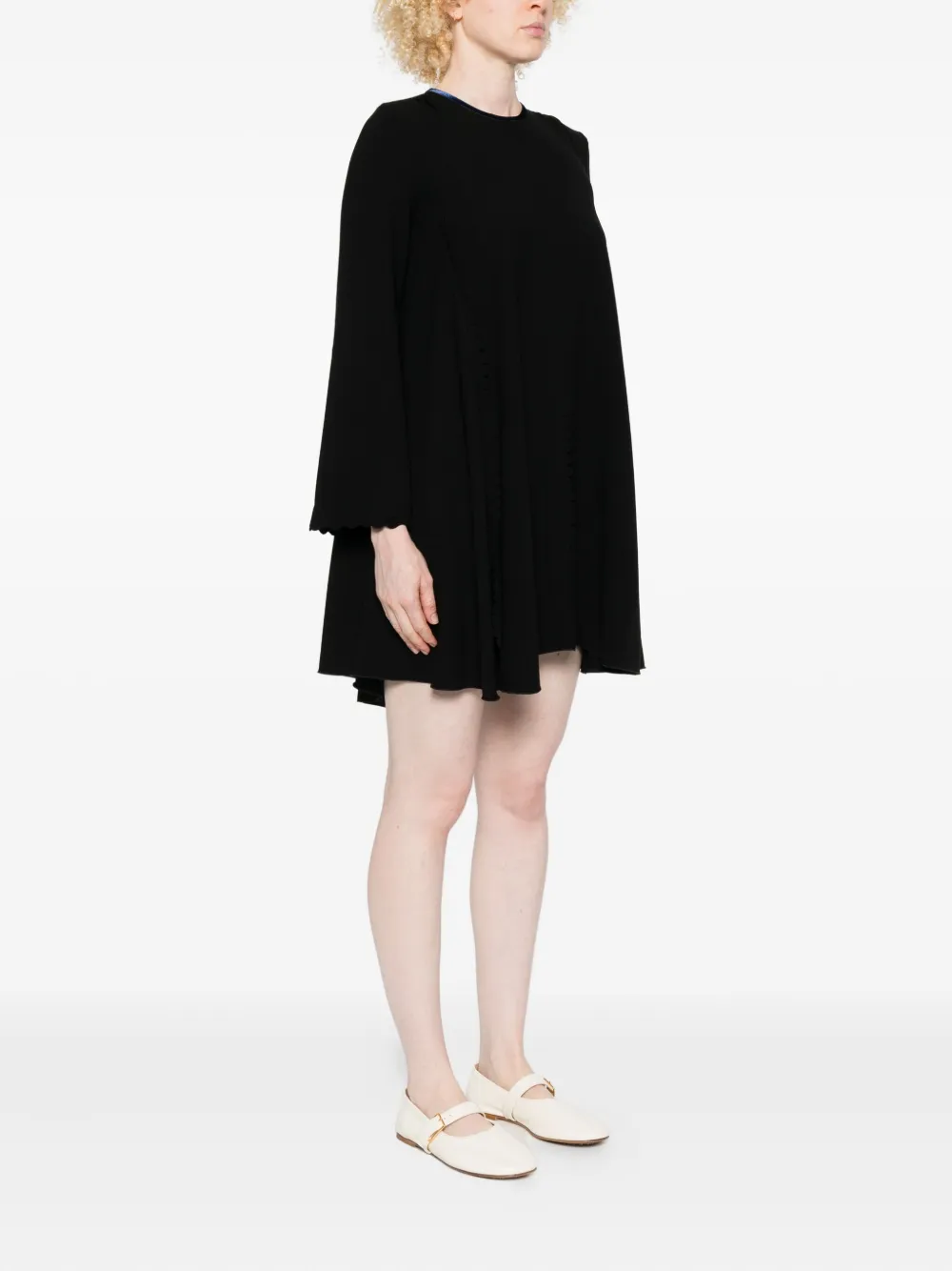 Forte Forte Scallop-trimmed Flared Dress In Black