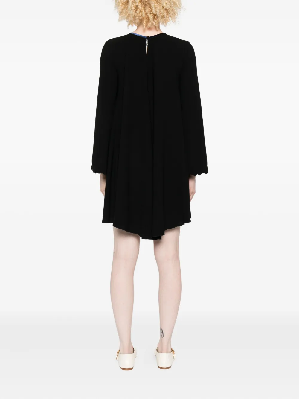 Forte Flared jurk met gewelfde afwerking Zwart