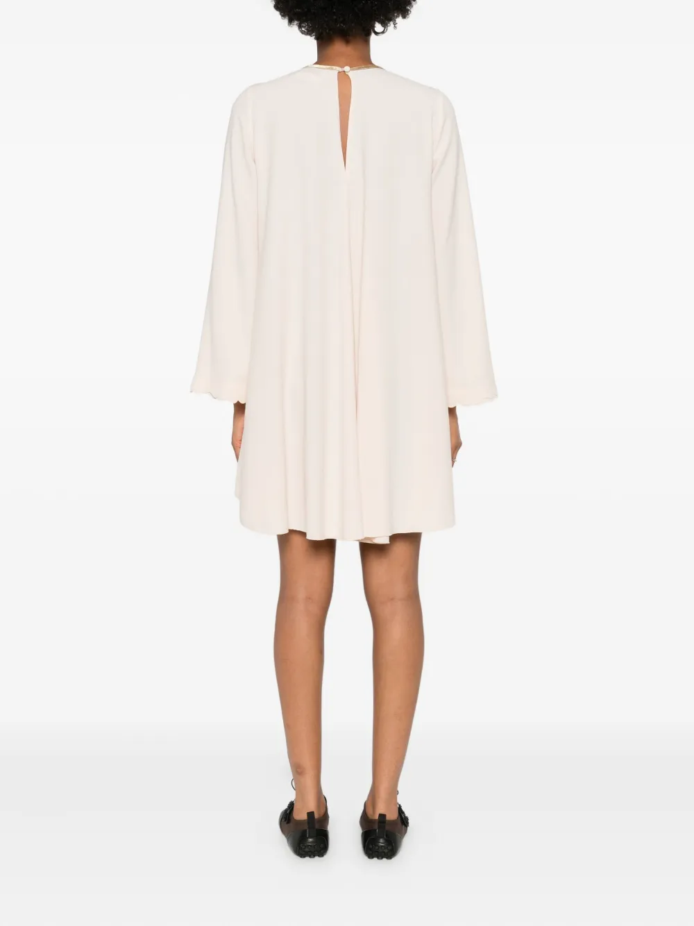 Forte Mini-jurk met gewelfde afwerking en ronde hals Beige