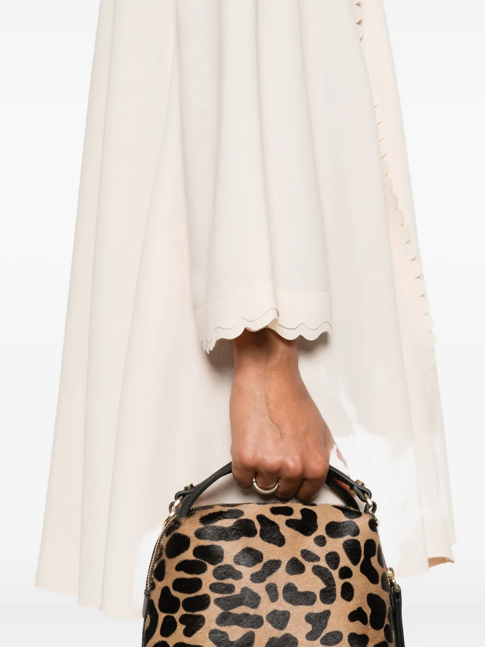 Forte Mini-jurk met gewelfde afwerking en ronde hals Beige