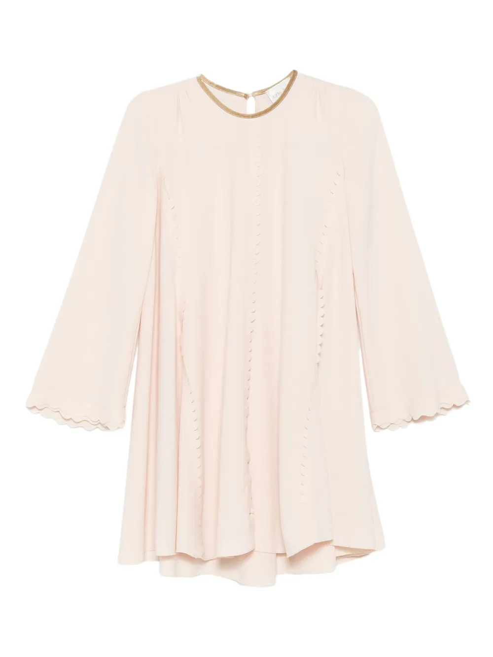 Forte Forte scallop-trimmed round-neck mini dress | Neutrals | Image 1