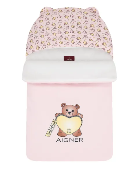 Aigner Kids teddy-bear print hooded sleep bag
