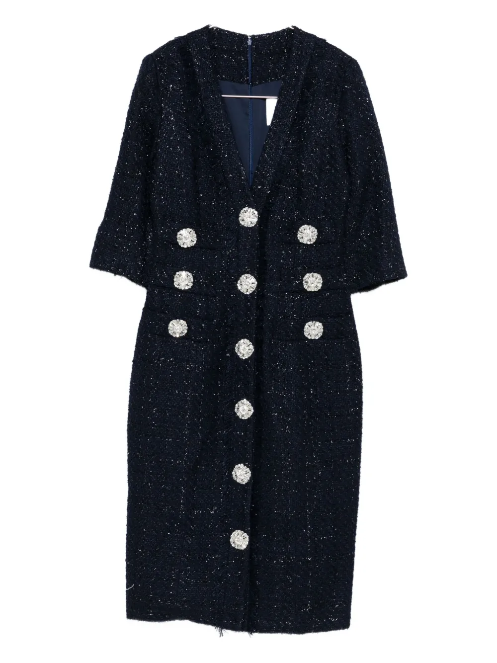 Costarellos Embellished Buttoned Dress In Blue