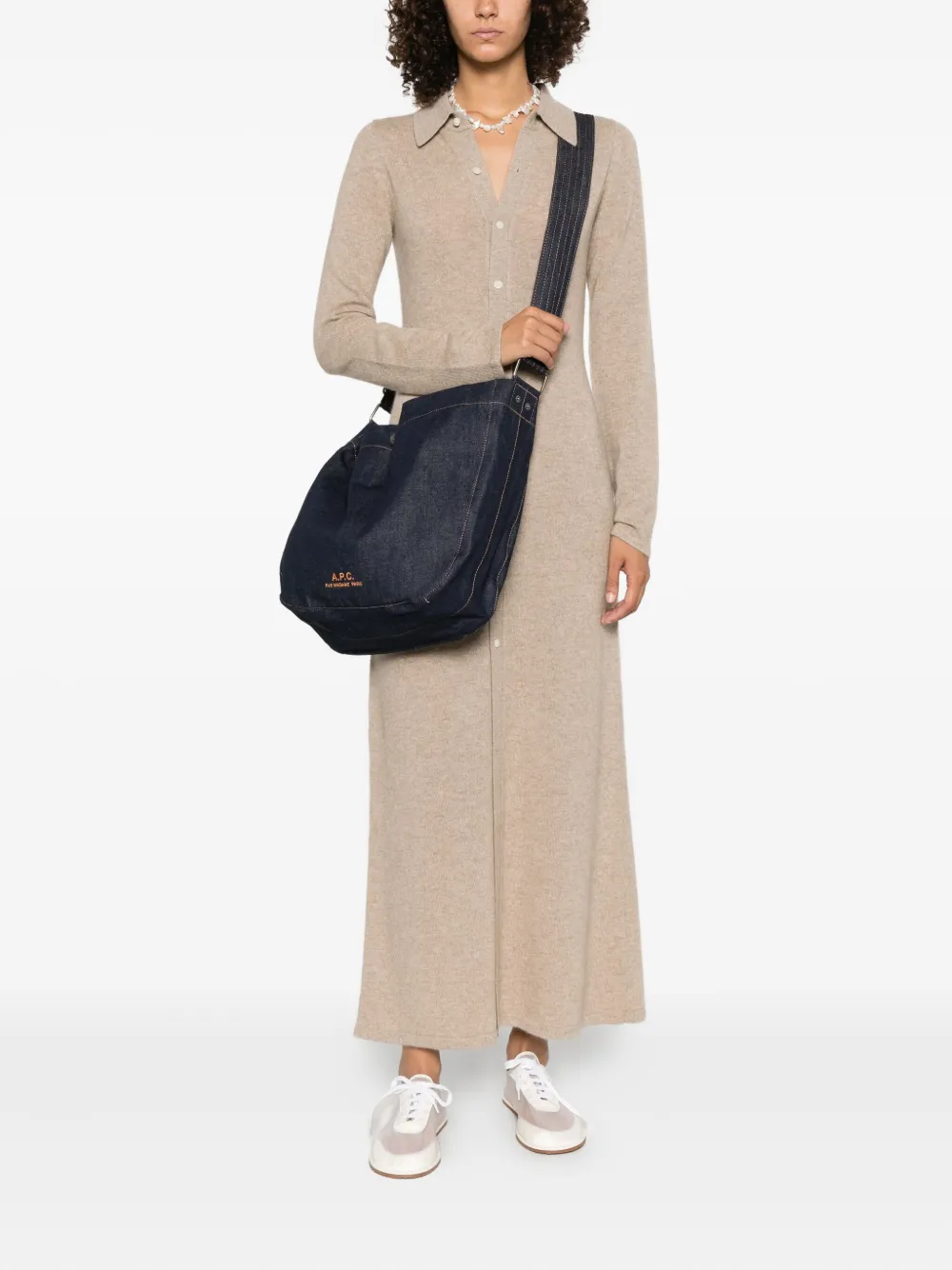 A.P.C. Medium denim crossbodytas Blauw