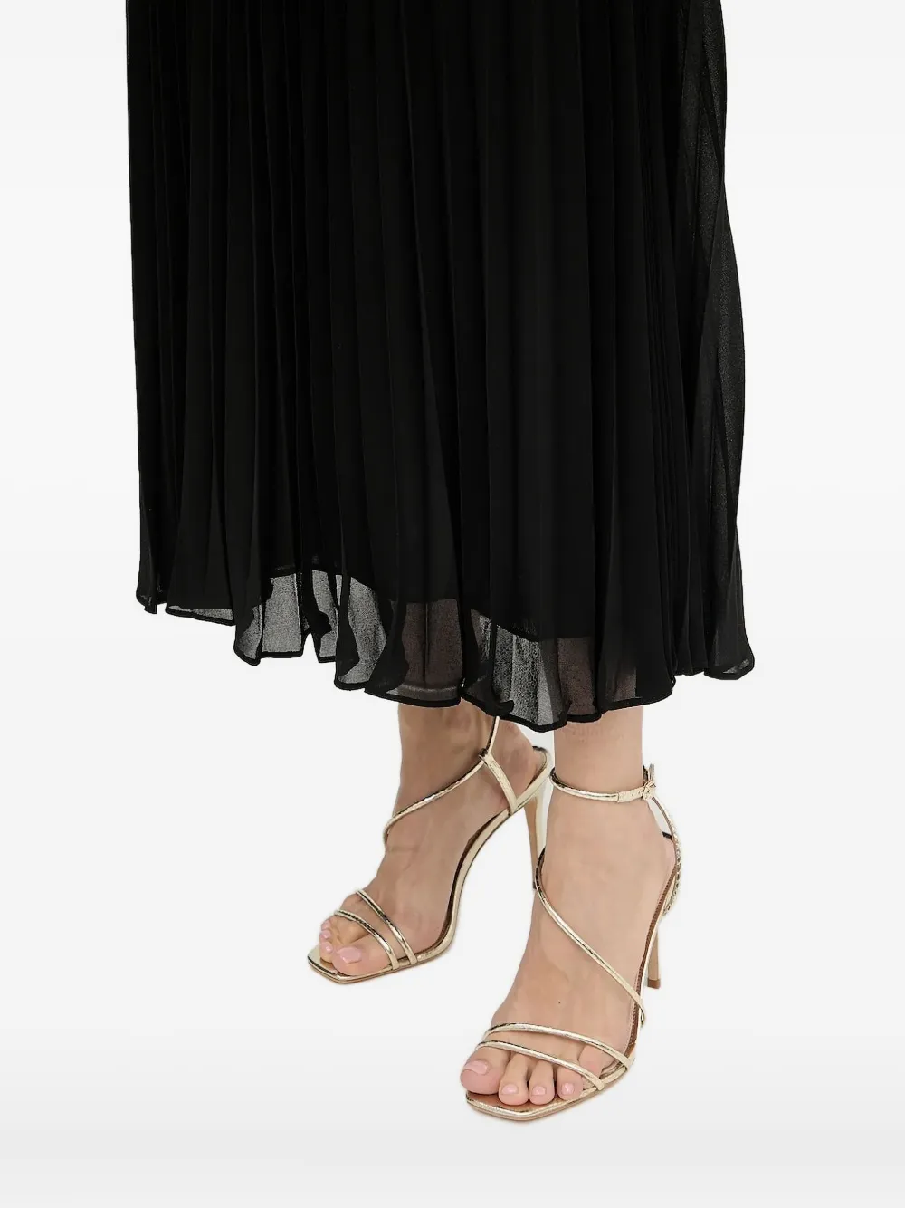 Michael Kors Geplooide maxi-jurk met V-hals Zwart