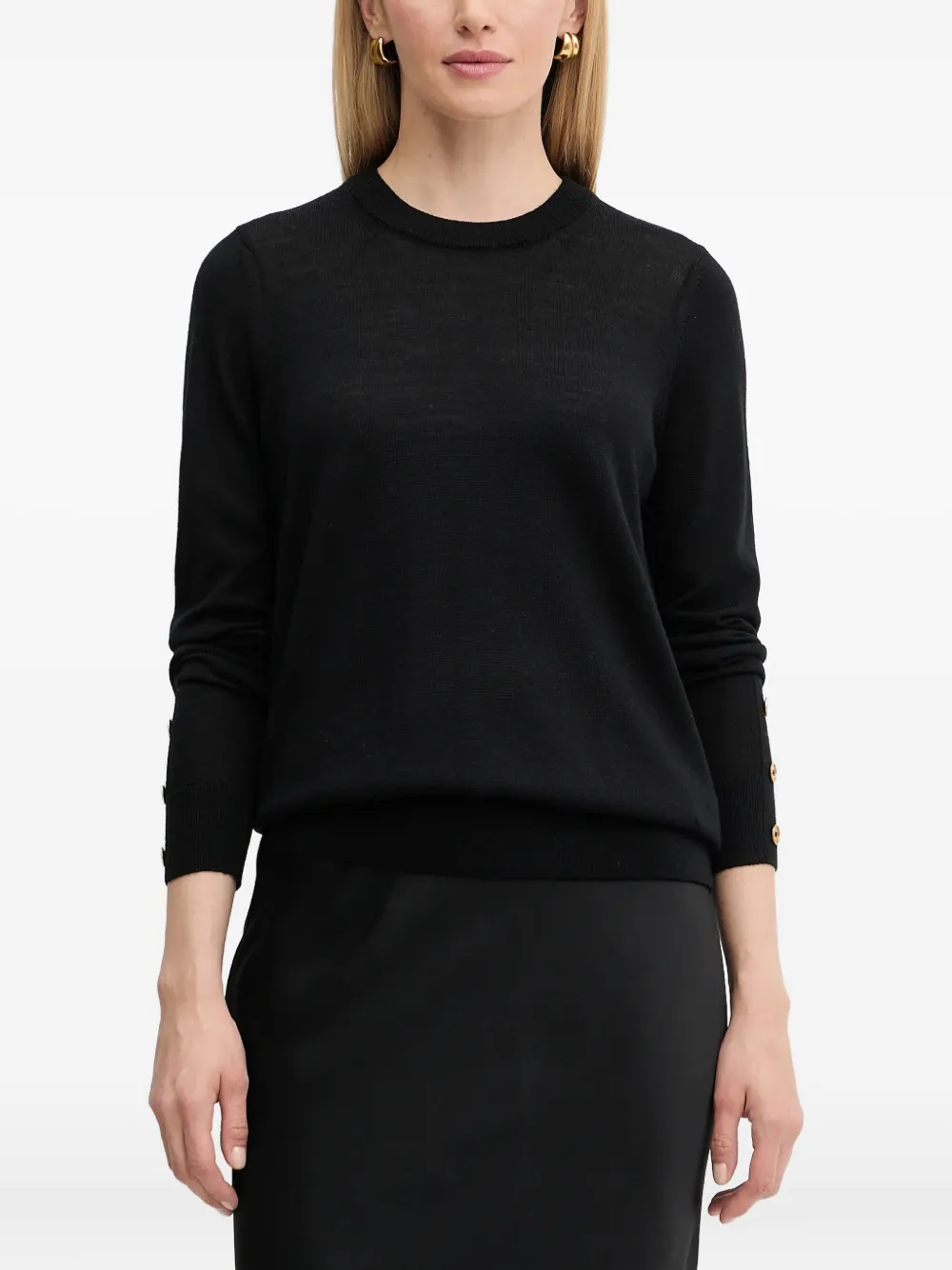 Michael Michael Kors Button-embellished Sweater In Black