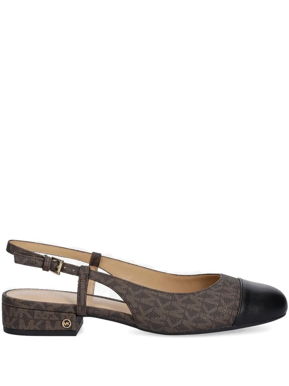 Michael Michael Kors Monogram Cap-toe Slingback Pumps In Black