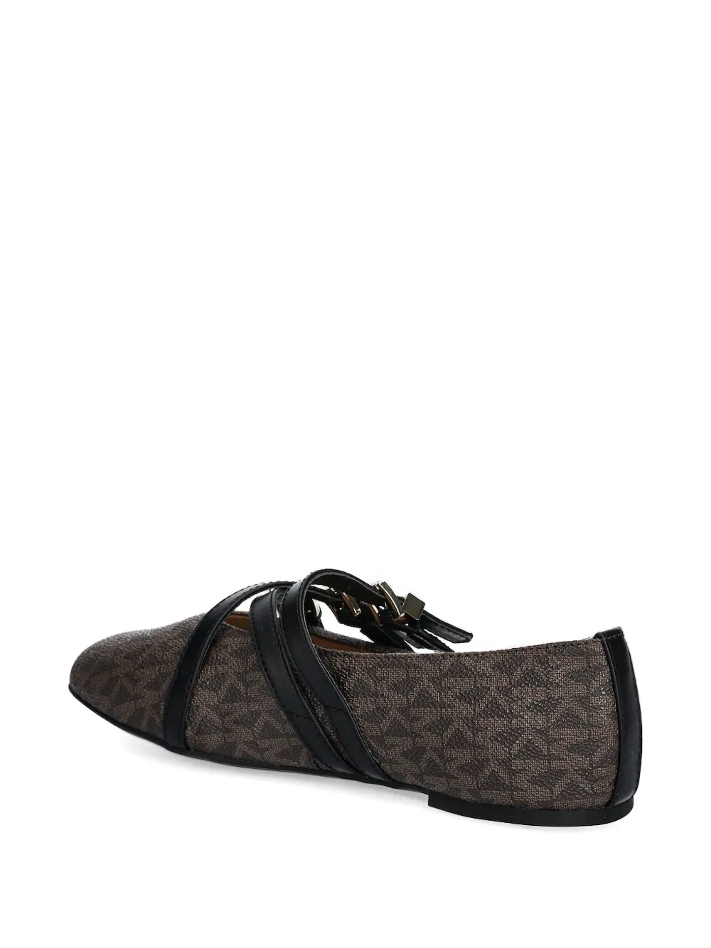 Michael Michael Kors Monogram-pattern Buckled Ballet Flats In Brown