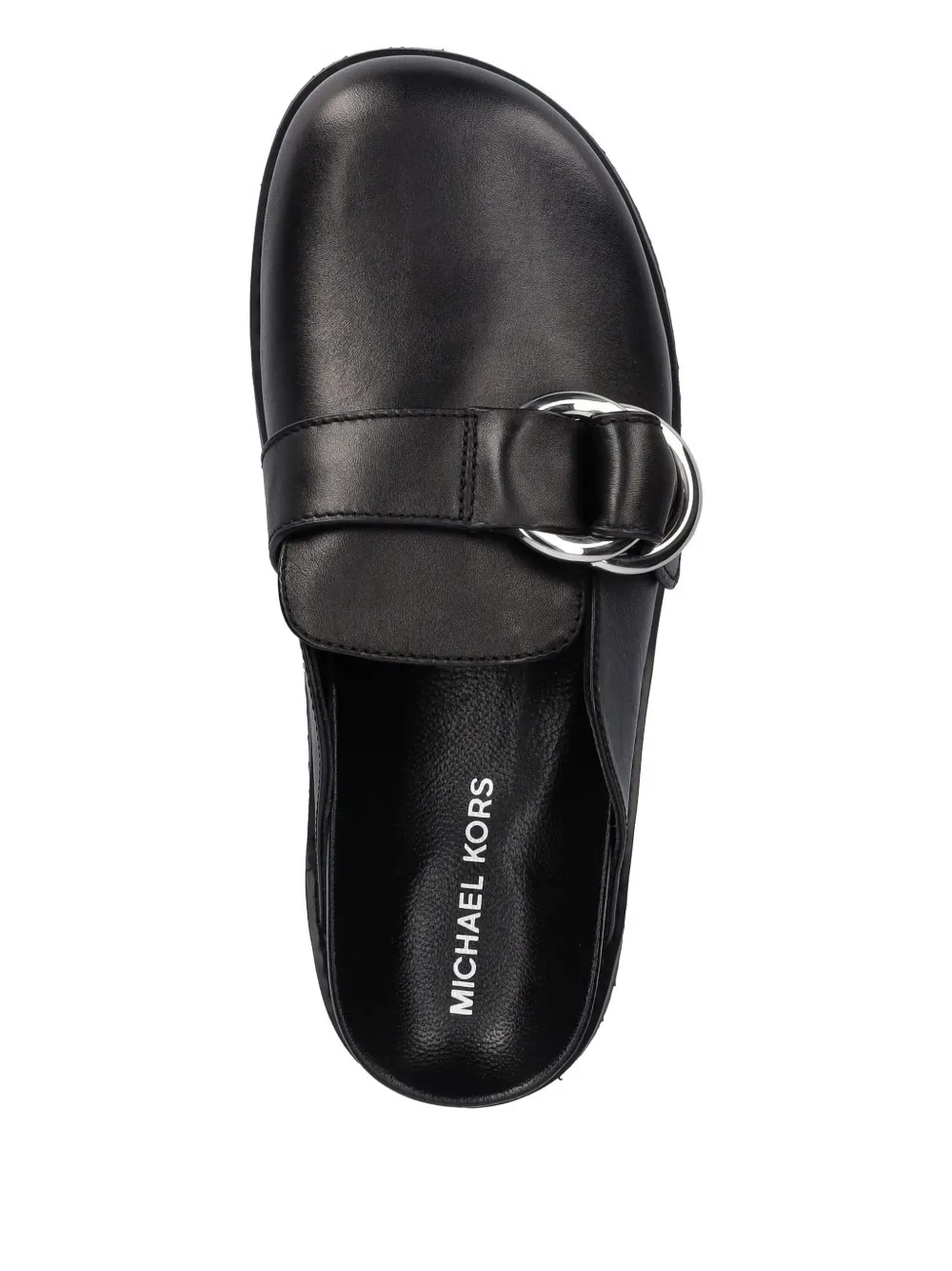 Michael Michael Kors Jaden Ring-buckle Leather Slides In Black