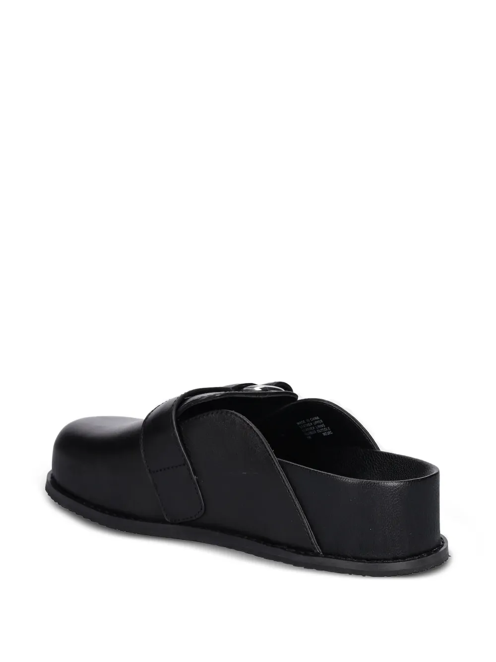 Michael Kors Jaden leren slippers met ringgesp Zwart