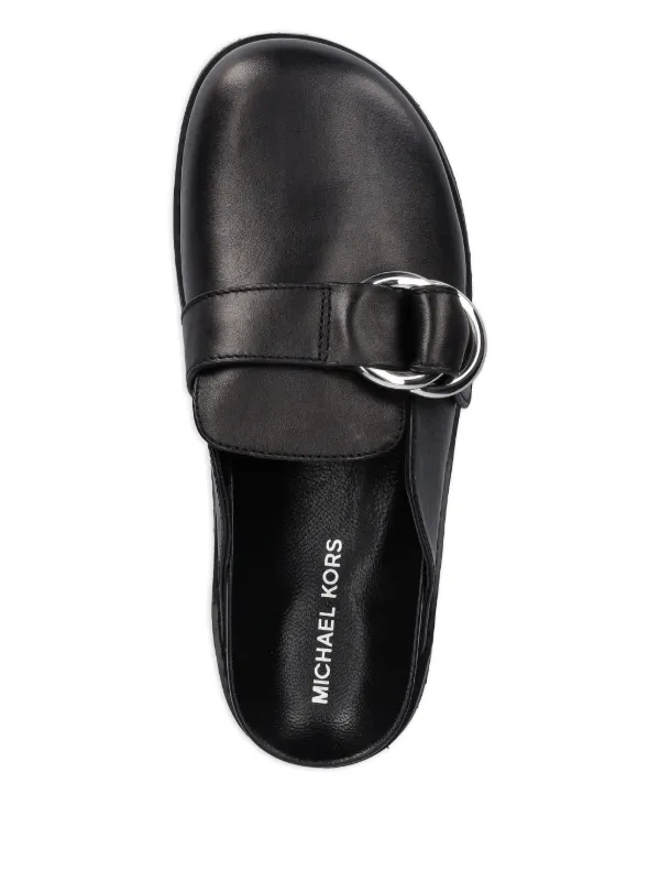Michael Michael Kors Jaden ring-buckle Leather Slides Black