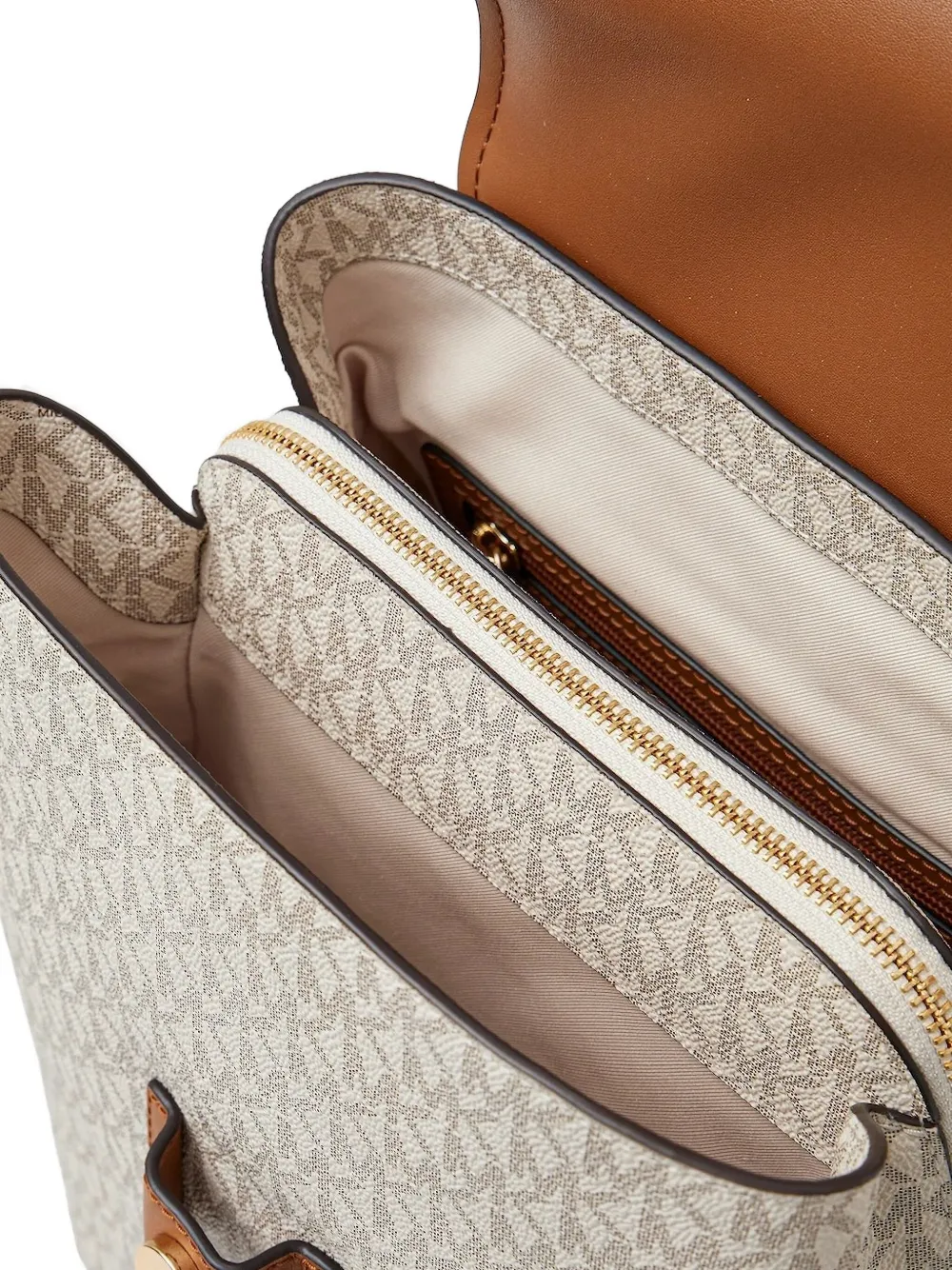 Michael Kors monogram flap backpack Beige
