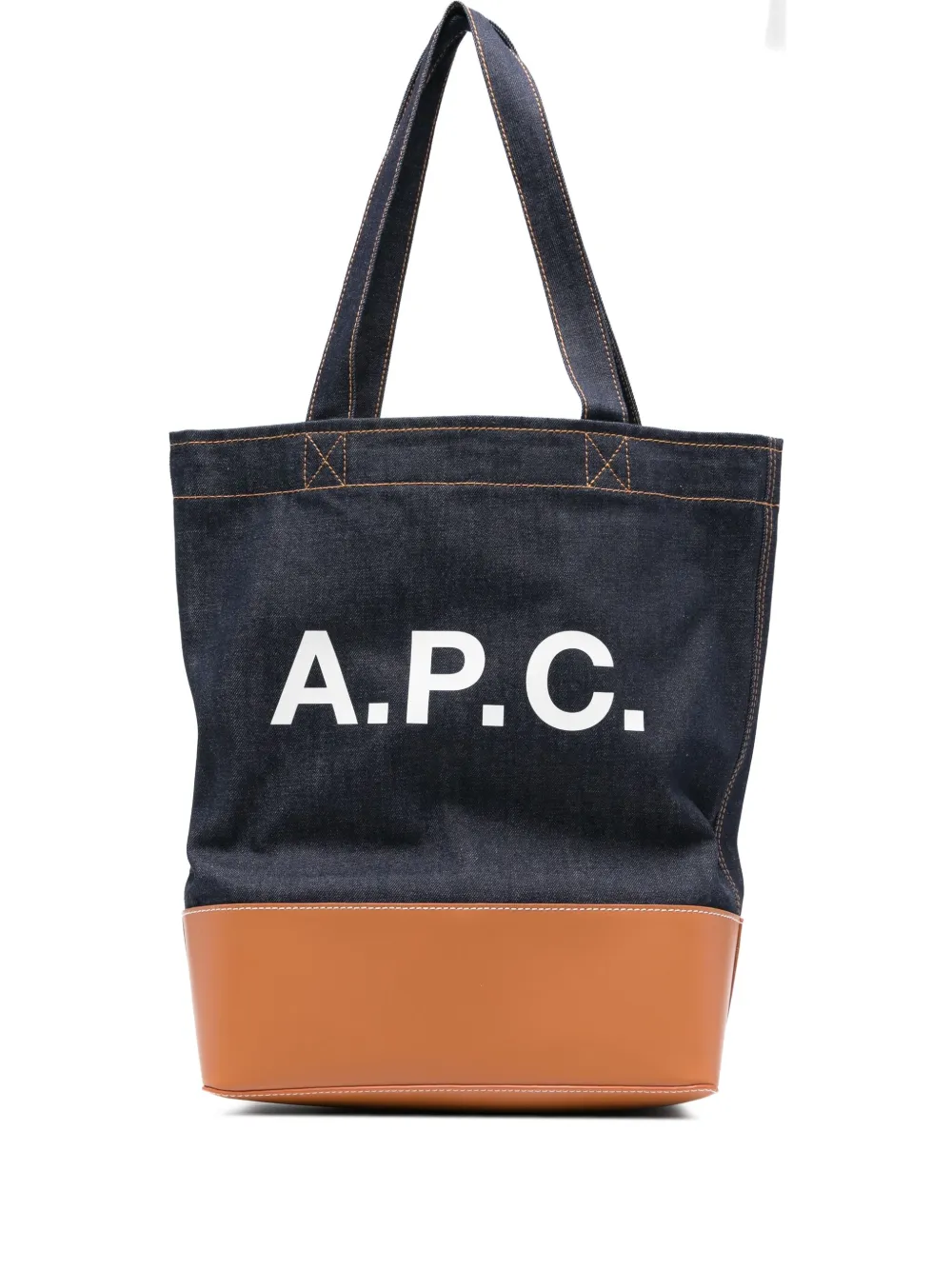 A.P.C. Medium denim shopper met logodetail Blauw