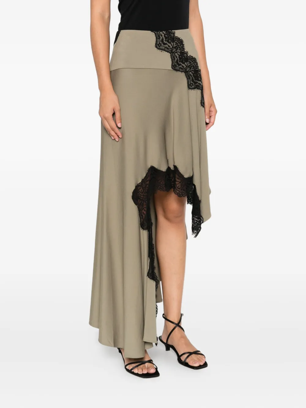 Christopher Esber Blouse met afwerking van kant Groen