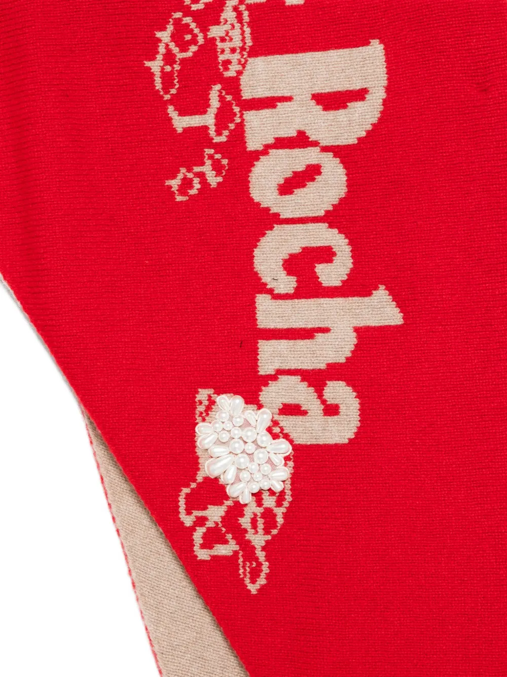 Simone Rocha pearl-embellished logo scarf - Rood