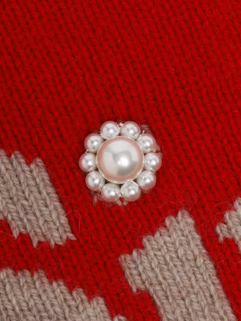 Simone Rocha Sjaal verfraaid met parels en logo Rood