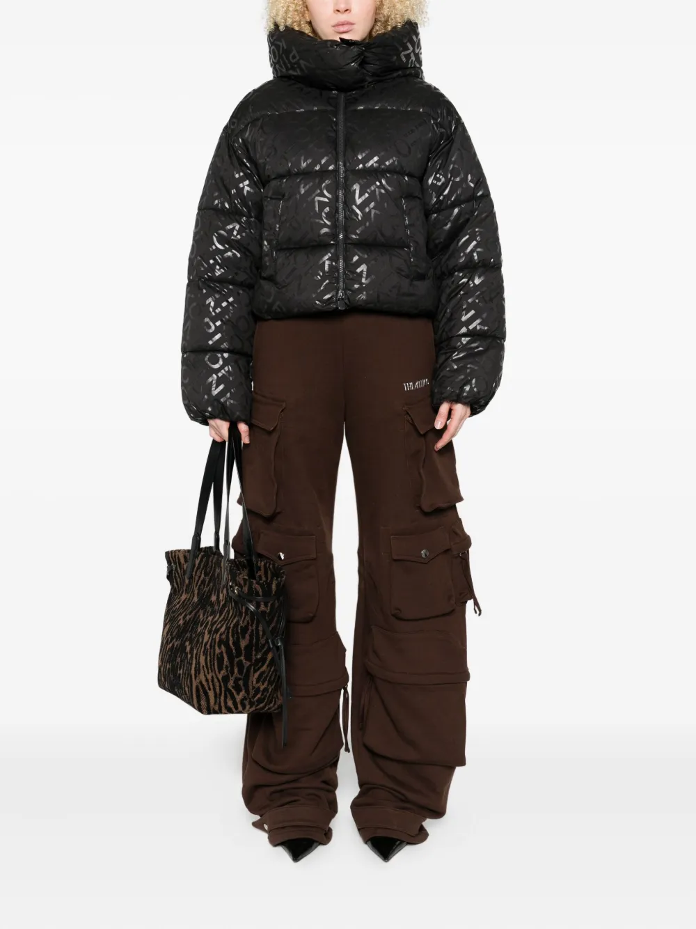 PINKO logo-print puffer jacket Zwart