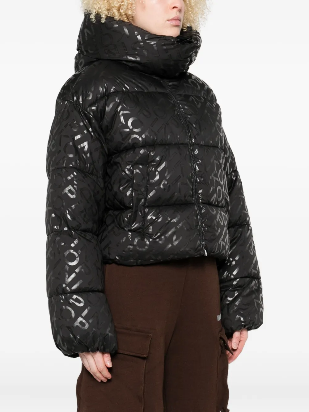 PINKO logo-print puffer jacket Zwart