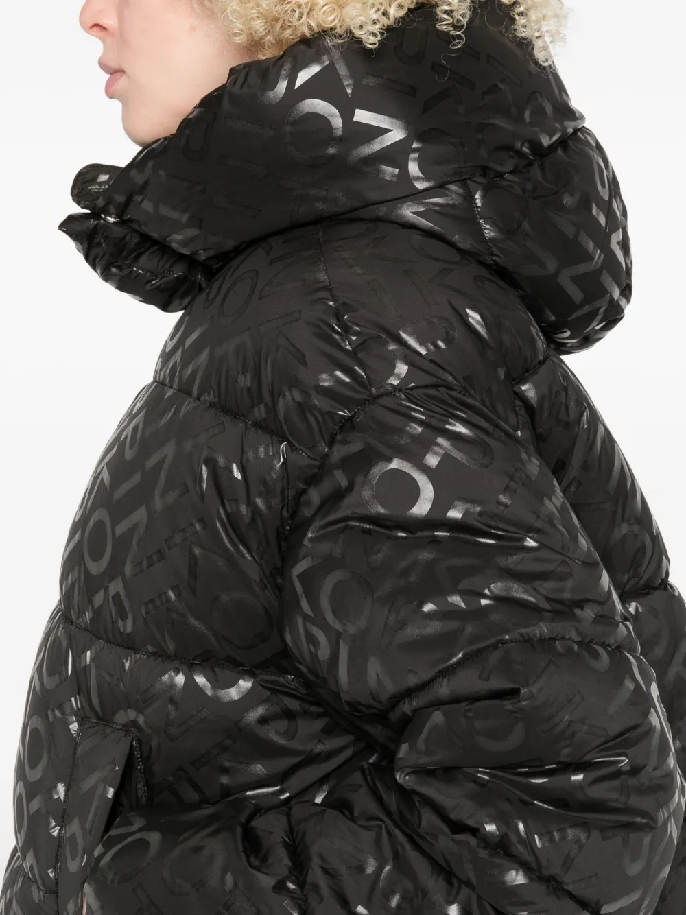 PINKO logo-print puffer jacket Zwart