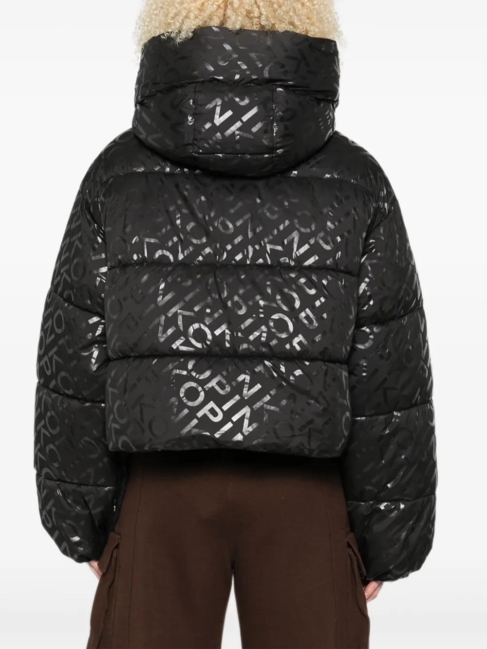 PINKO logo-print puffer jacket Zwart