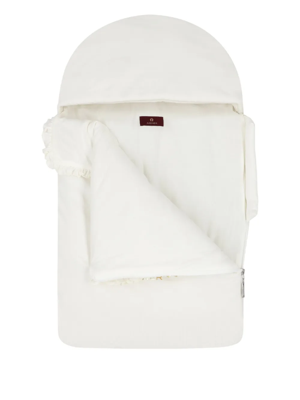 Aigner Kids Wiegdeken met ruches en logo Beige