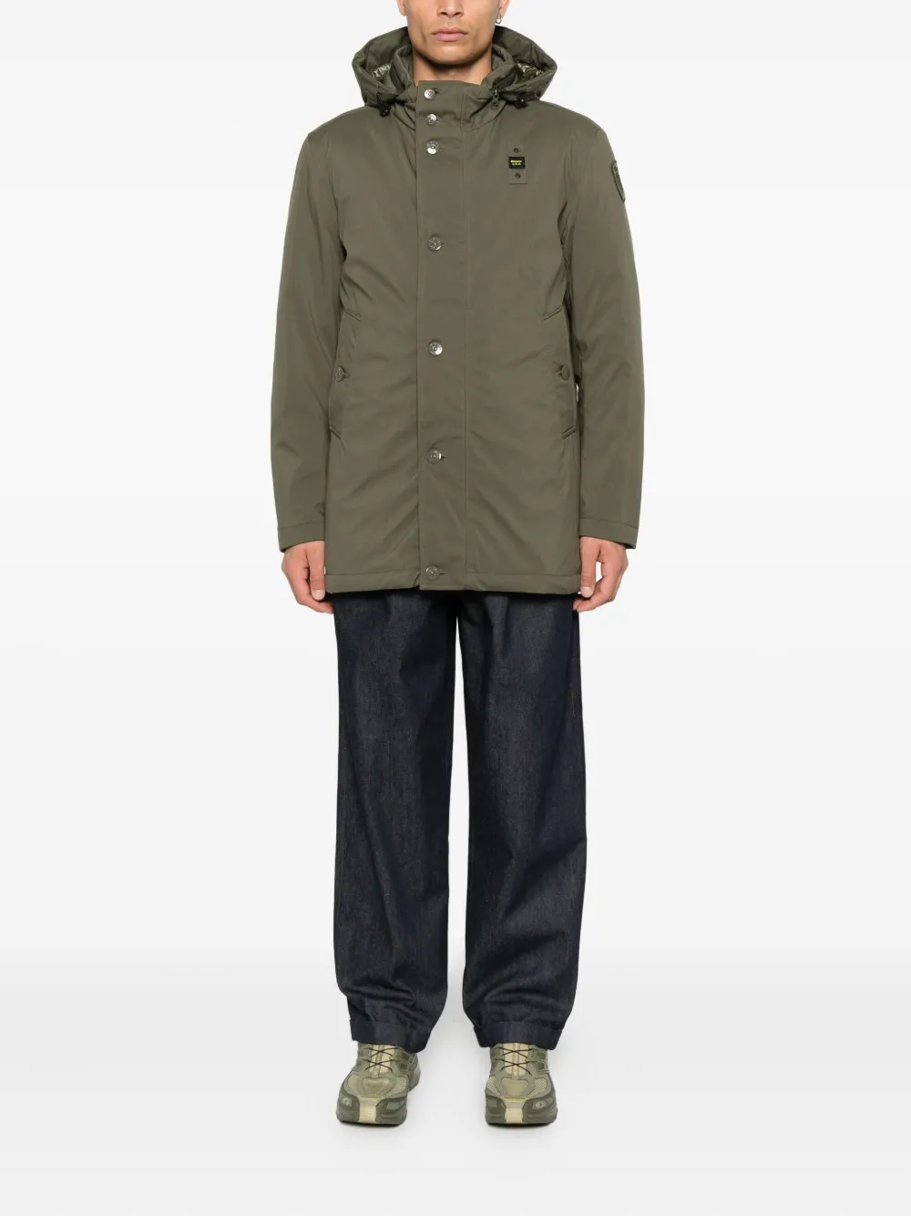 Blauer Jack met capuchon en knoopsluiting Groen