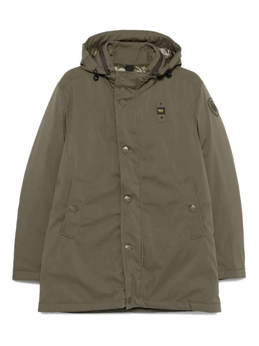 Blauer Jack met capuchon en knoopsluiting Groen