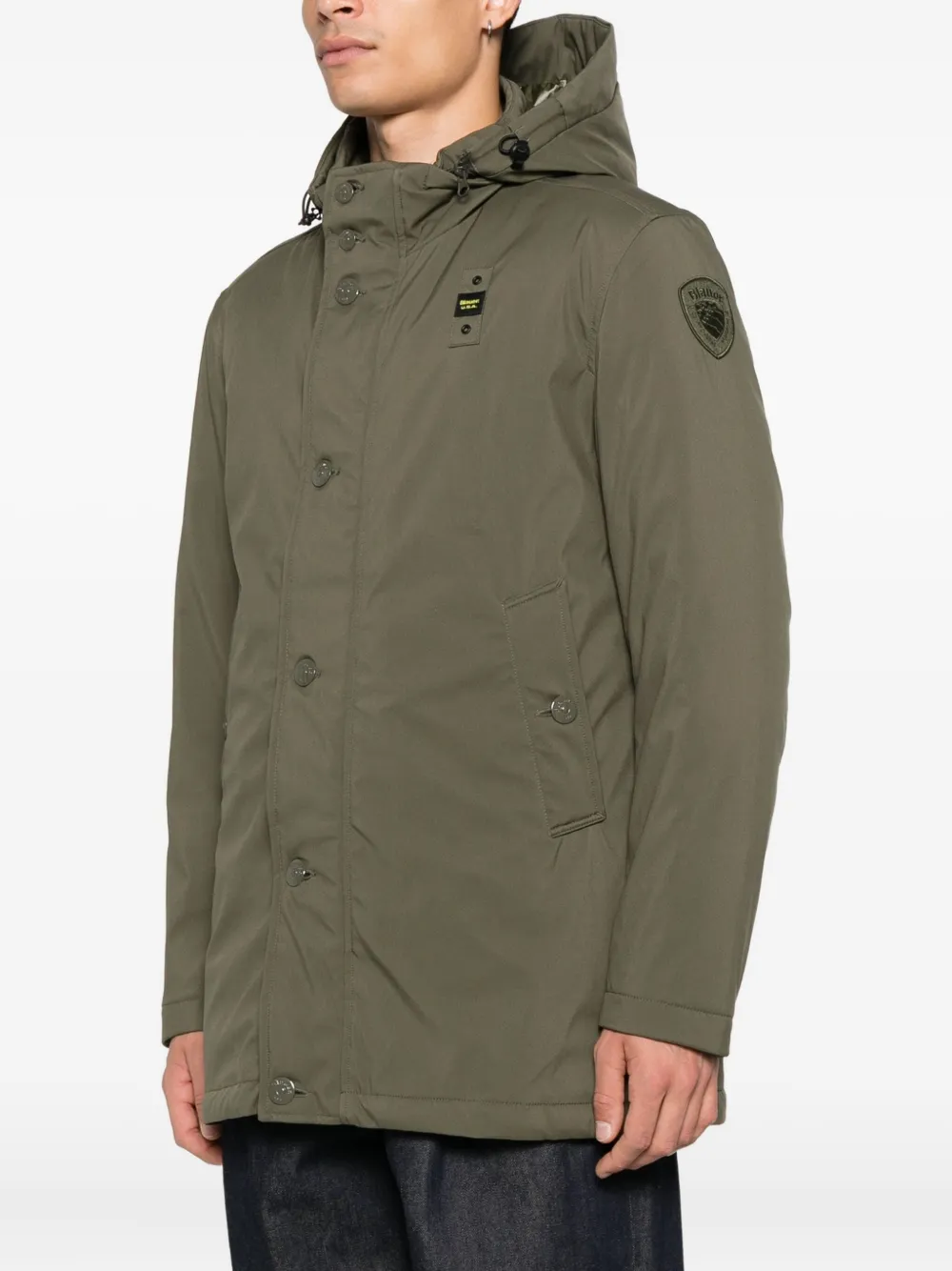 Blauer Jack met capuchon en knoopsluiting Groen