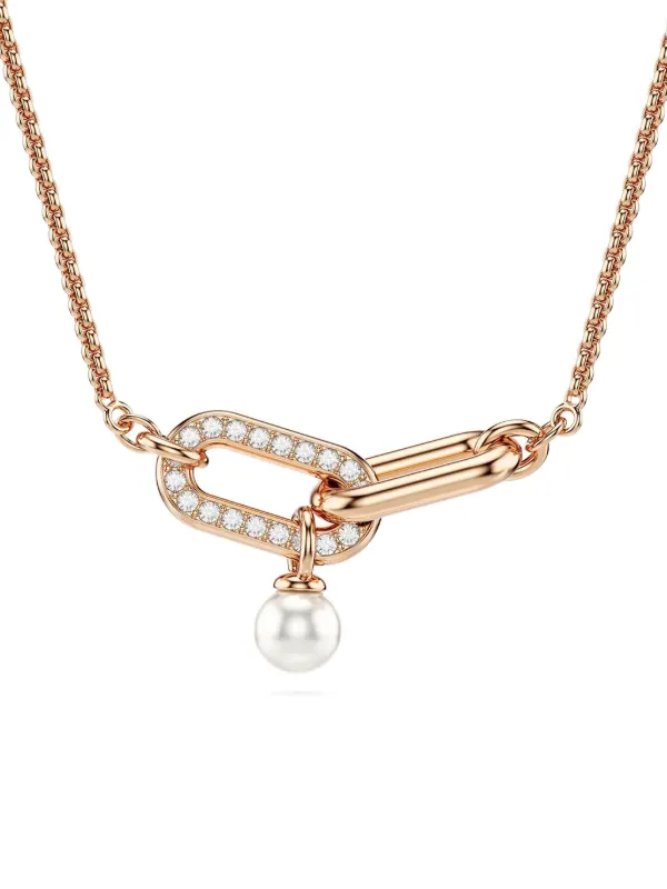 Swarovski Constella ネックレス ローズゴールド パール Swarovski Constella rose-gold pearl-drop Necklace | Pink | FARFETCH