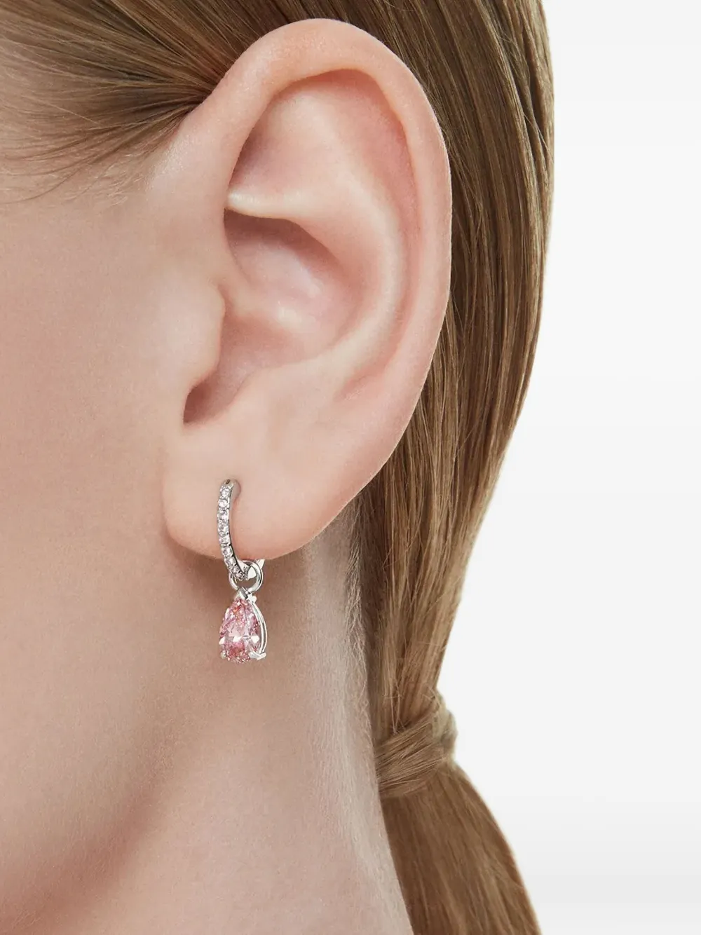 Swarovski Attract pear-shaped crystal hoop earrings - Zilver
