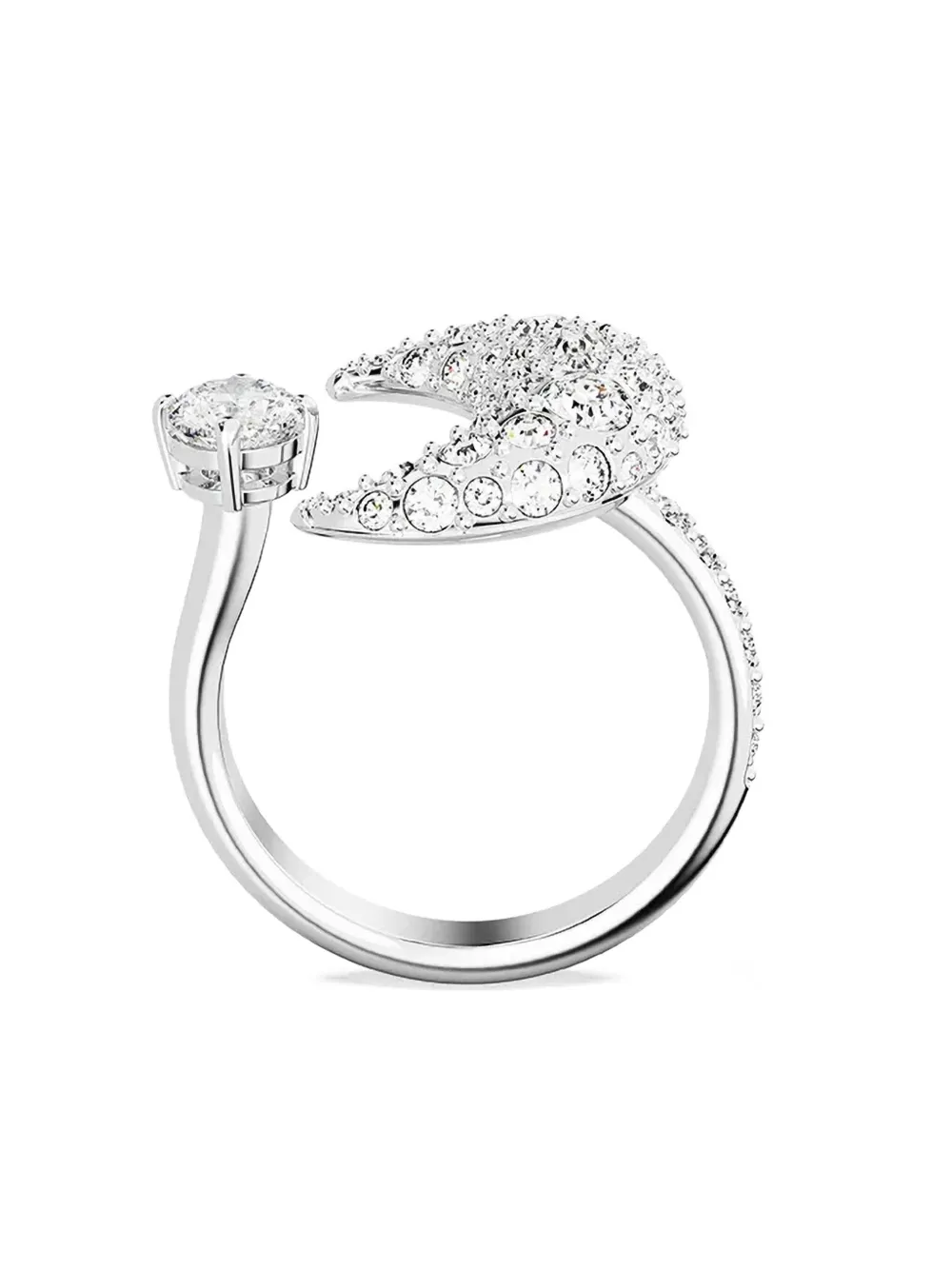 Swarovski Luna crescent-moon crystal open ring - Zilver