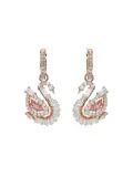 Swarovski Swan rose-gold drop hoop earrings - Pink